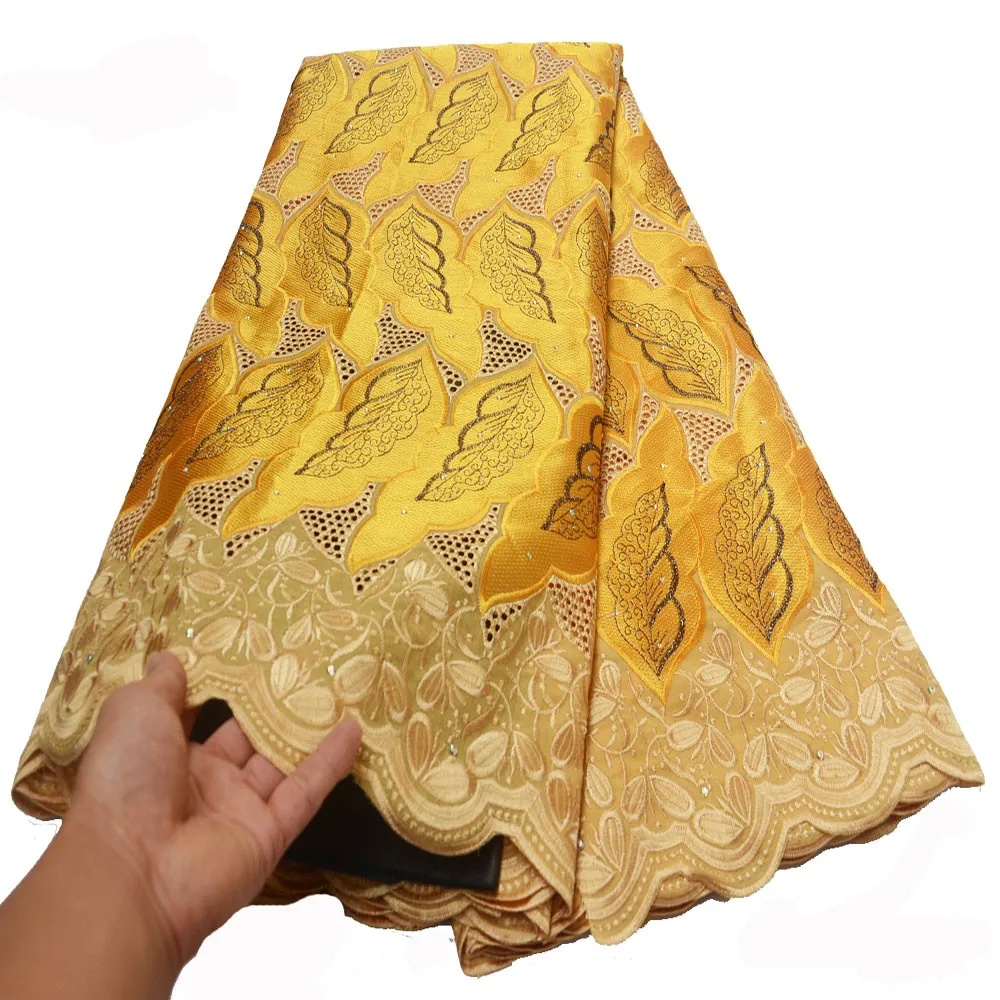 

African new 5 yards Swiss lace latest embroidery African 100% cotton fabric Swiss voile popular Dubai style CLP-521
