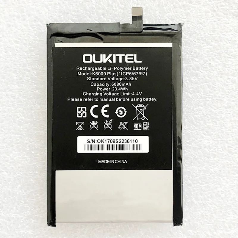 Запасная батарея для телефона OUKITEL K6000 PLUS 3 85 В 6068 мАч | Мобильные телефоны и