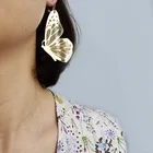Переливающиеся гипербольные серьги-капли модные в форме крыла бабочки полый дизайн Сюрприз подарок на день рождения для женщин дропшиппинг
