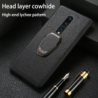 phone case for oneplus nord 8t 7t pro 7 8 pro 9 9t cowhide litchi with bracket genuine leather anti fall full protection cover