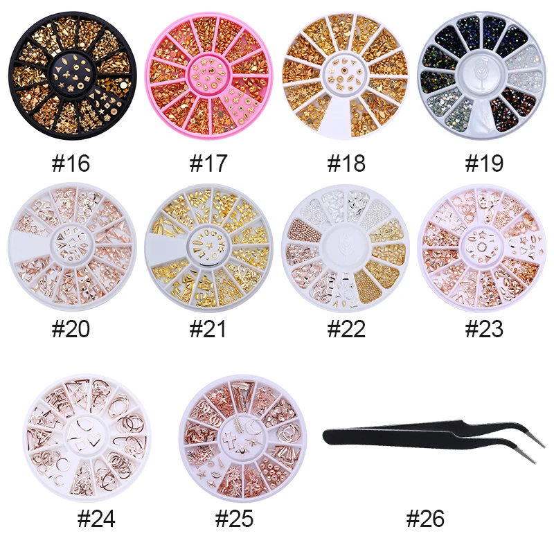 Блестящие Стразы для ногтей полый металлический каркас из розового золота с