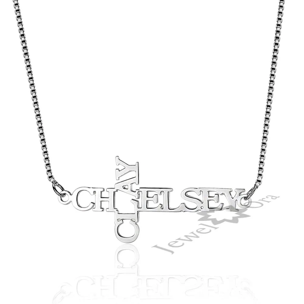 Персонализированное ожерелье в форме Креста на заказ 2 имени выгравированное с