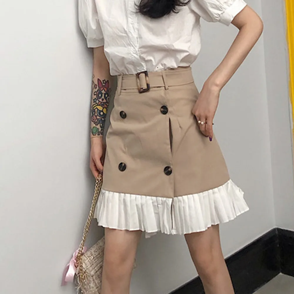 Женские юбки летняя элегантная мини-юбка на пуговицах в Корейском стиле новая