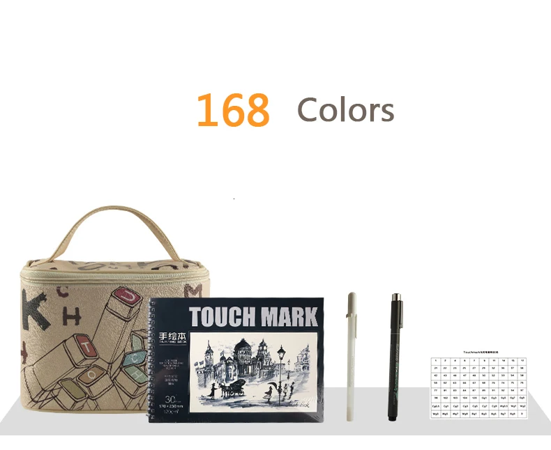 TOUCHMARK Маркеры Ручка Комплект 40/60/80/168 Цвет анимация маркер для рисования с двумя головками рисунок художественная кисть ручки на спиртовой основе с подарками