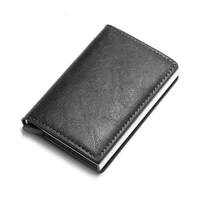 bycobecy rfid blocking credit card holder men wallet cardholder leather wallet aluminum box business bank card case purse wallet