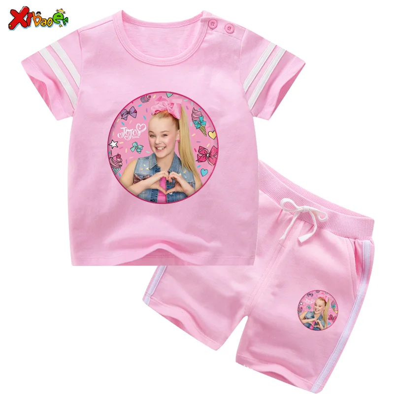 Комплект одежды для девочек JOJO Siwa детская спортивная одежда Модный летний костюм