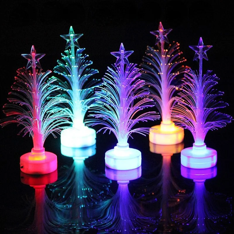 

New 1Pc Christmas Tree Lamp Light Colorful LED Fiber Optic Nightlight Children Xmas Gift Xmas Decoration Night Light-Up Toy