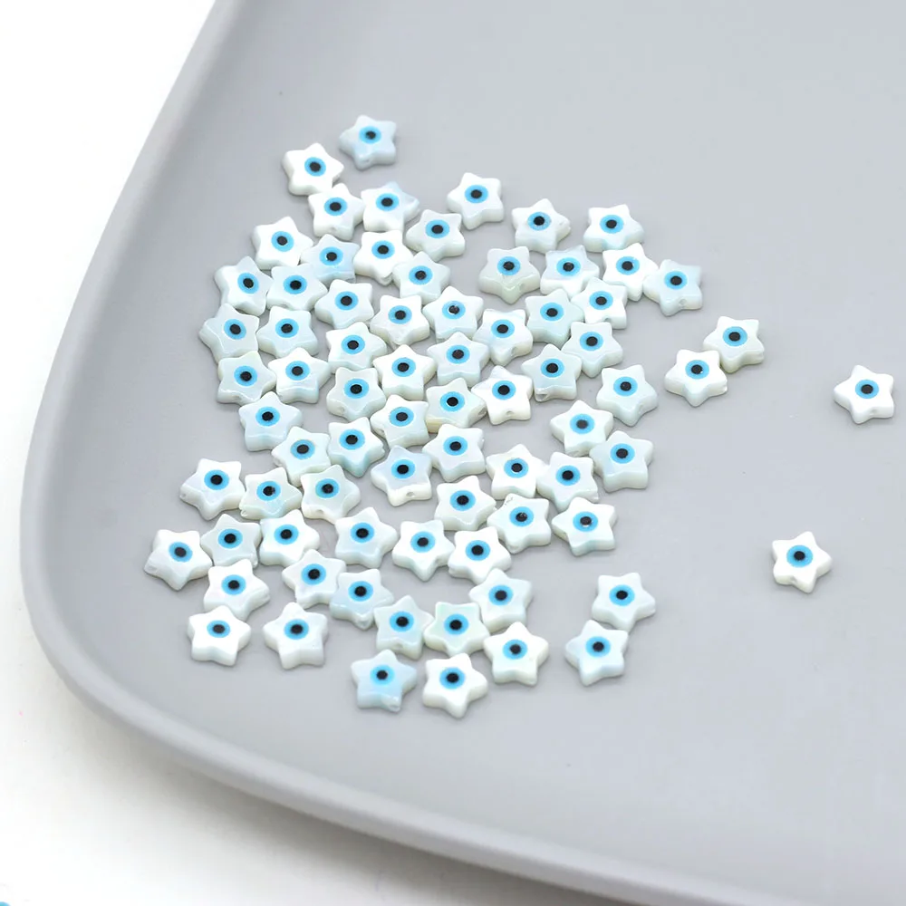 

2PCS Natural Freshwater White Shells Five-pointed Star Eyes Beads Making DIY Necklace Bracelets Earrings Charm Jewelry Gift 6mm