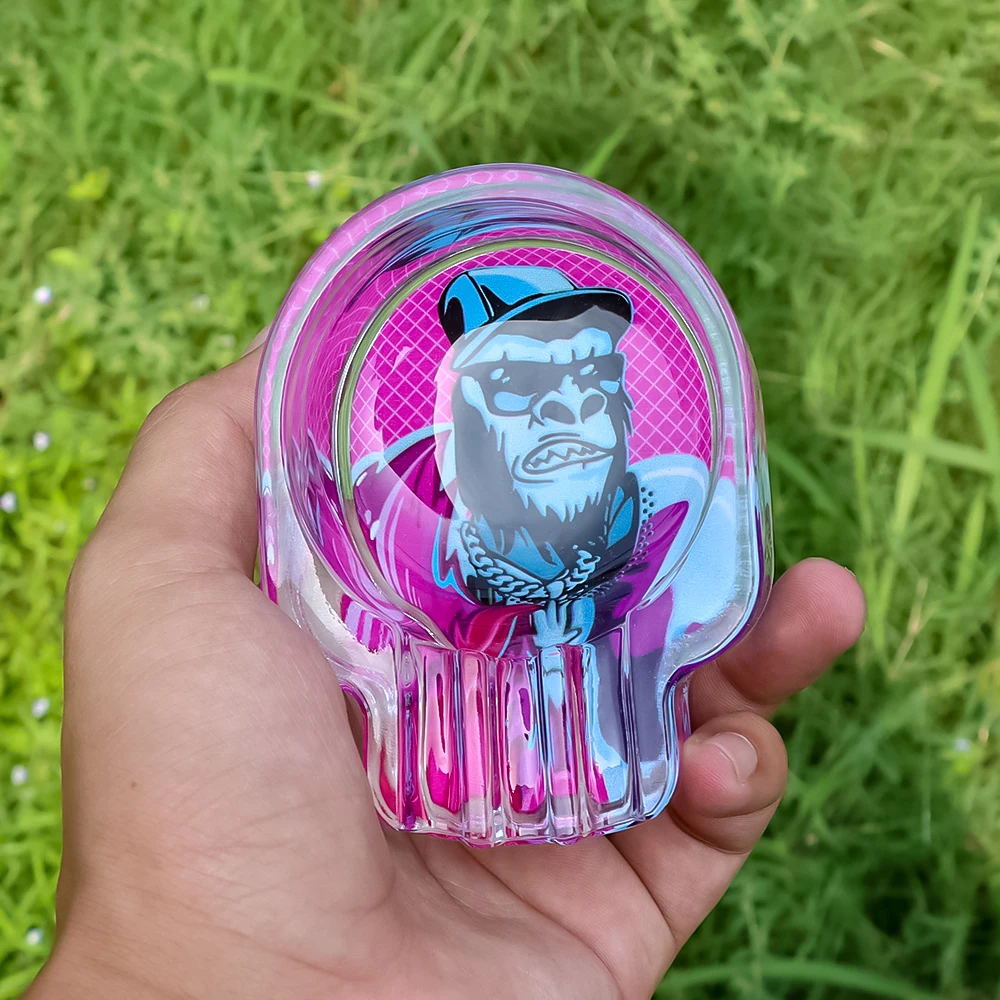 

Cool King Kong Cartoon Cattern Crystal Glass Ashtray Suit for Cigarettes Cigars Premium Cigarette Ash Tray Women Men Smoker