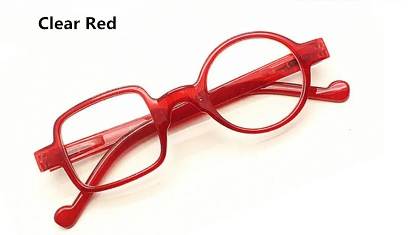 Clear Red Круглые квадратные Асимметричные Нежные мужские и женские очки для чтения, полимерные линзы, оправа для дальнозоркости+ 1,0+ 1,50+ 2,0+ 2,5~+ 3,5 - Цвет оправы: Clear Red