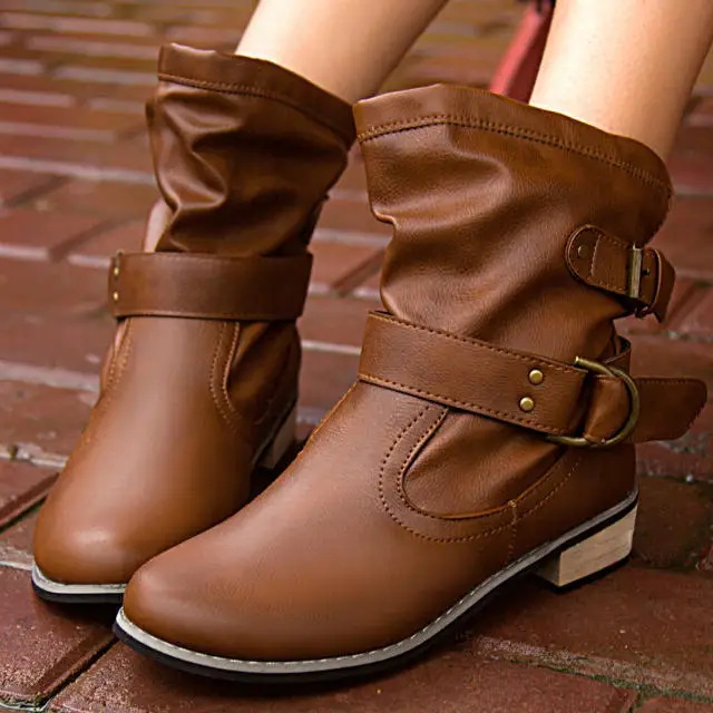 Осенне-зимние сапоги женская обувь женские ботильоны с пряжкой зимние