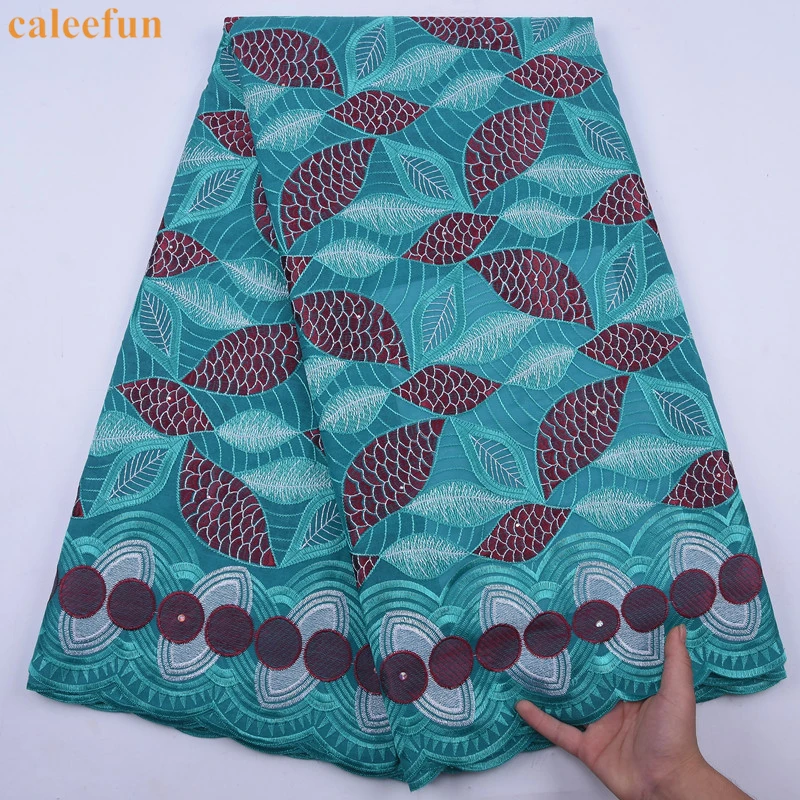 Бирюзовое нигерийское хлопковое сухое кружевное полотно с вышивкой, африканская швейцарская вуаль, кружевная ткань для вечерние свадьбы, французское хлопковое кружево, Y2129
