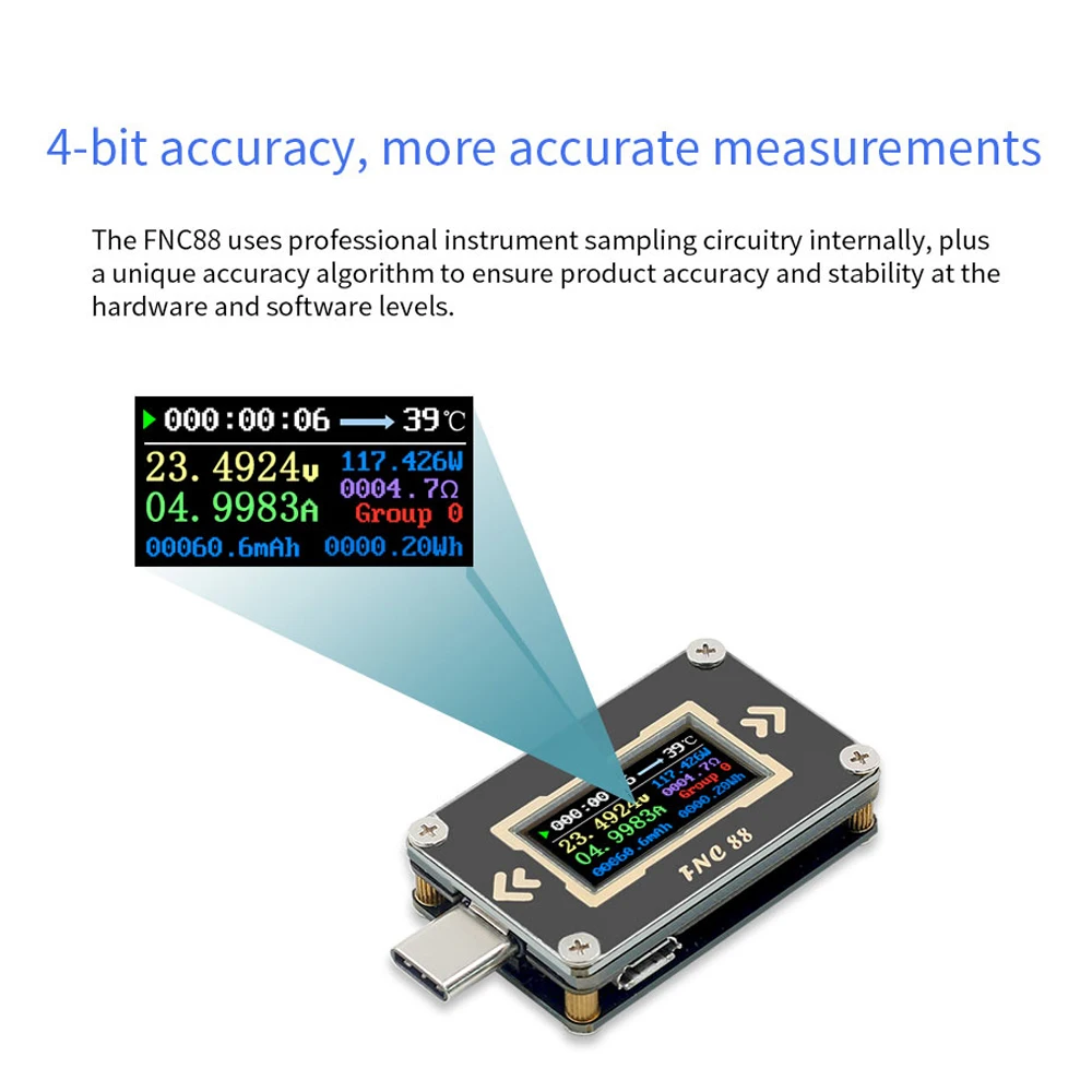 FNC88 Type C PD триггер USB Вольтметр Амперметр Напряжение 2 сторонний измеритель тока