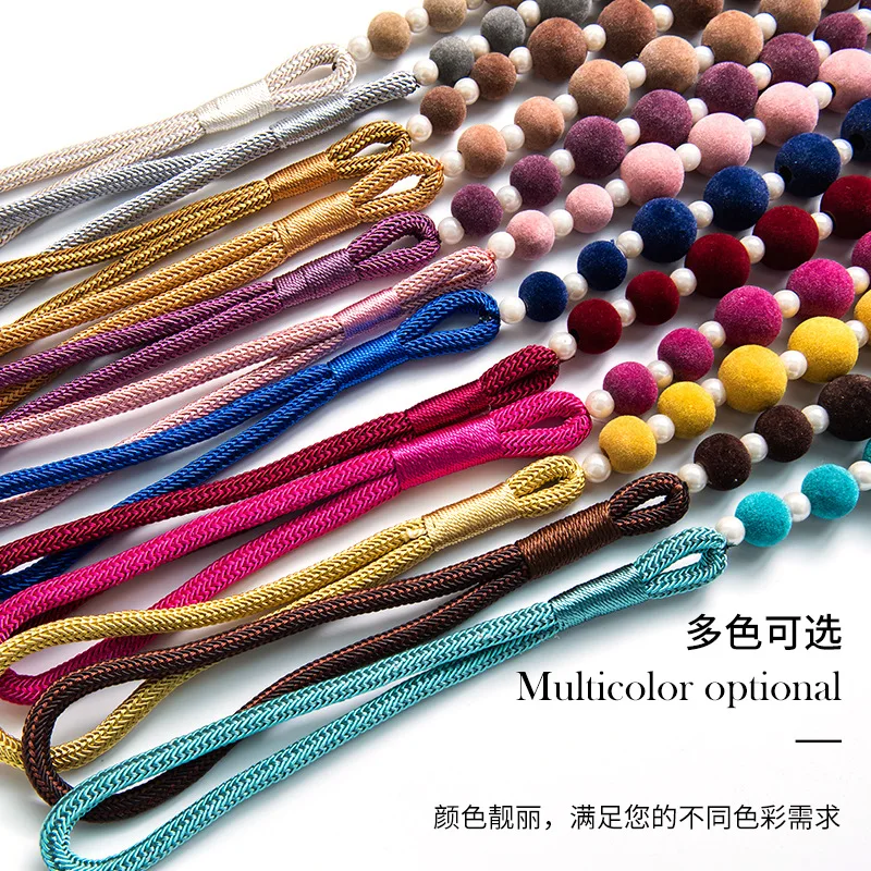 

Modern and simple velvet bead curtain straps free perforation free installation curtain straps home decor