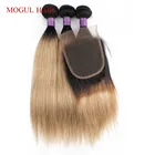 Человеческие волосы MogulHair, волнистые, медовый блонд, 3 пряди, 4x4, 200 гкомпл., 1B 27, прямые, 12-22 дюйма, Реми