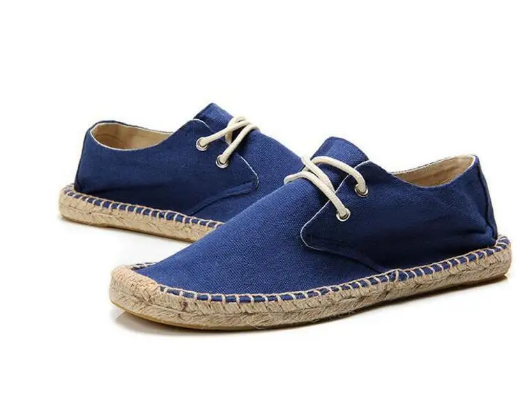 

Black Linen Hemp Wrap Mens Shoes Espadrilles Fisherman Men Canvas Shoes Breathable Men's Loafers boat driving shoes dfv56