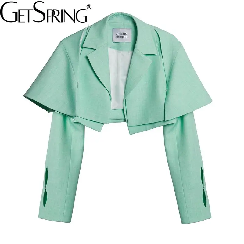 

Женский блейзер на одной пуговице, с длинным рукавом, мятно-зеленого цвета, короткий пиджак, 2021