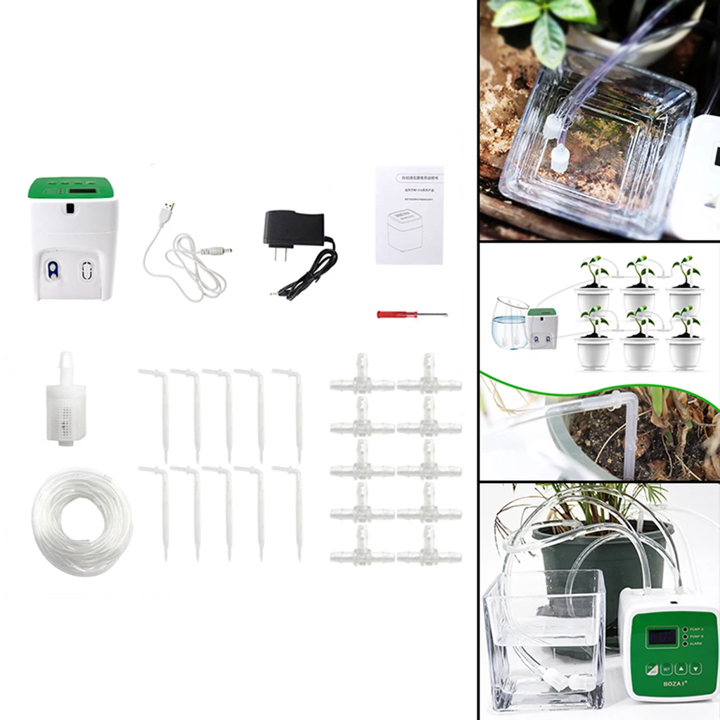 Automatic Watering System Drip Tape Irrigation Kit Double Pump 15 Pots US Plug Multi-function Settings |