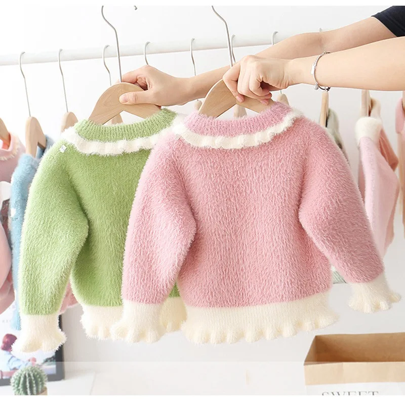 2019 Autumn Winter Sweater For Girls Baby Kids Children Ruffles Princess Knitwear Knit Pullover Sweaters Tops Outwear S10118 |