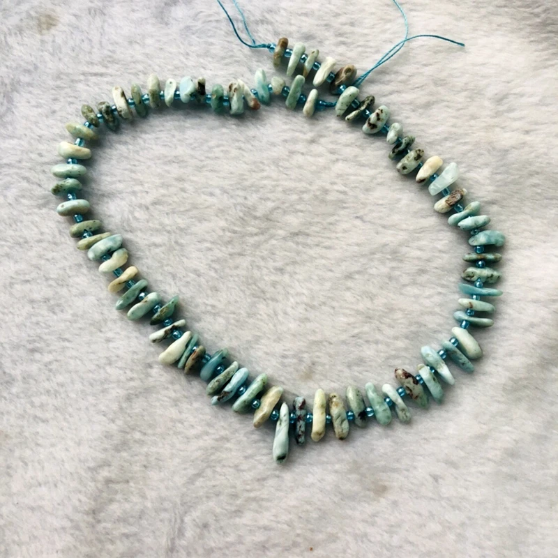 Larimar 1string Wholesale 1string Natural Gem Stone Chip Nugge Beads,Kunzite,Diopside,Chrysoprase,Larimar Beads For jewelry DIY 15.5"/string - Цвет: Larimar 1string