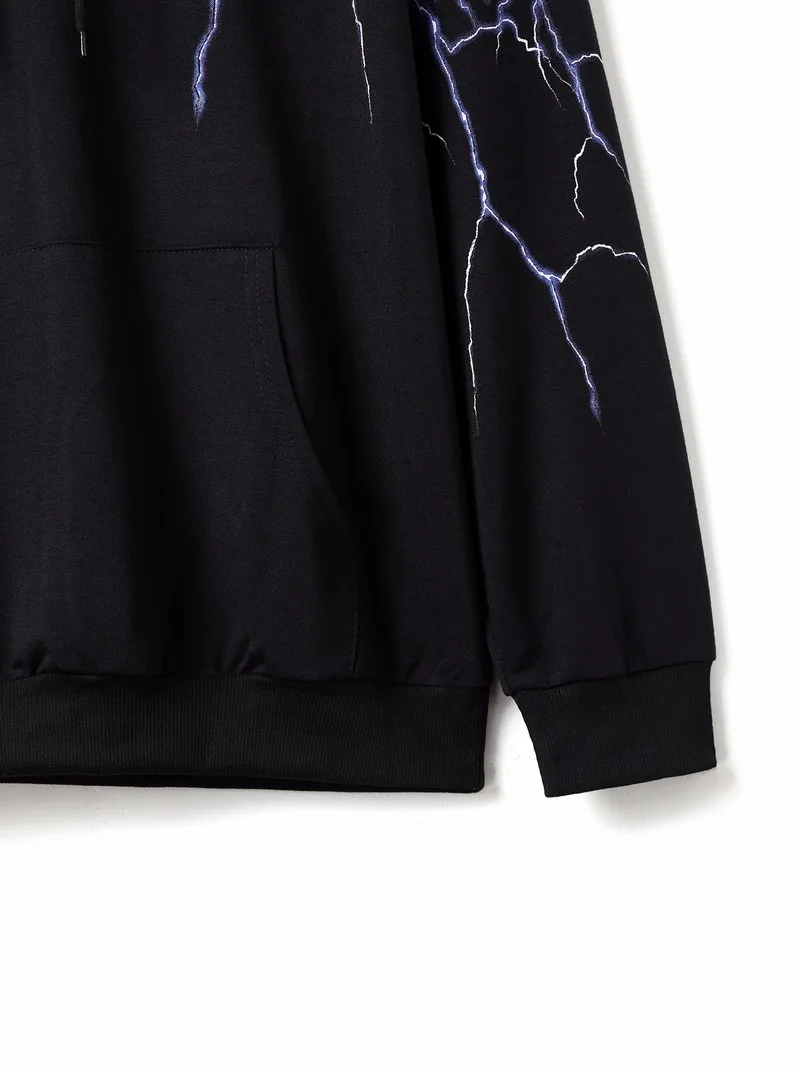 

2021 European American New Autumn Winter Print Pullover Hooded Long-sleeved Sweatshirt Thickened Fashion Men's Clothing