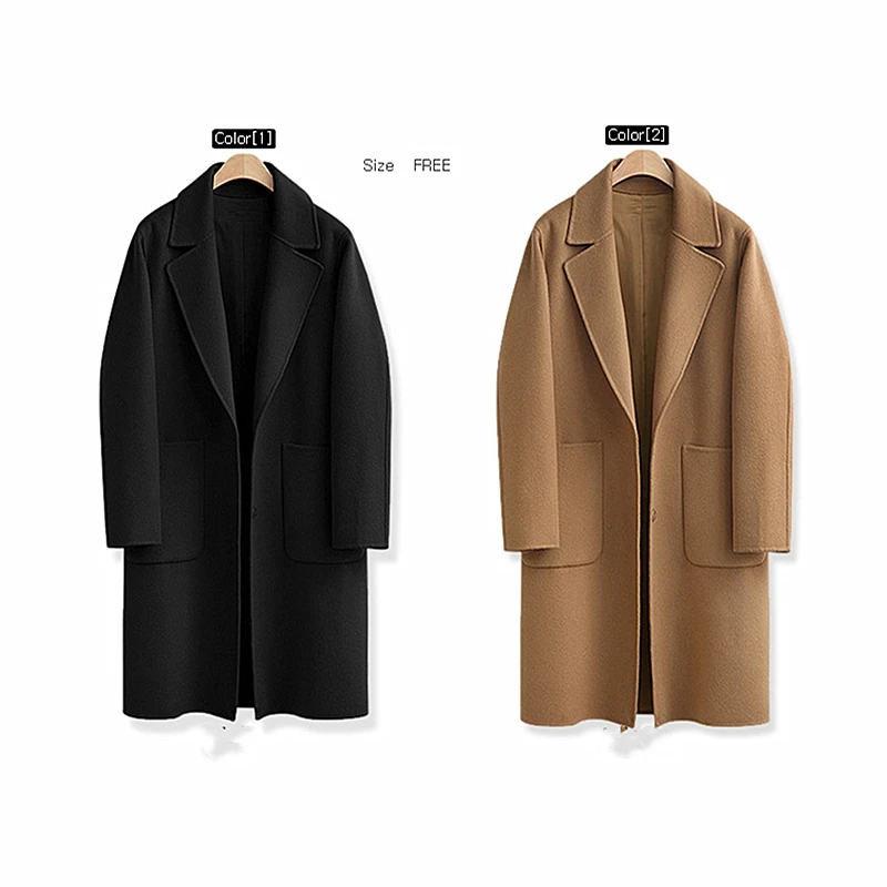 

2021 Winter new female large size (M-5XL) fashion wild loose wool blend coat casual commuter solid color women winter coats K009
