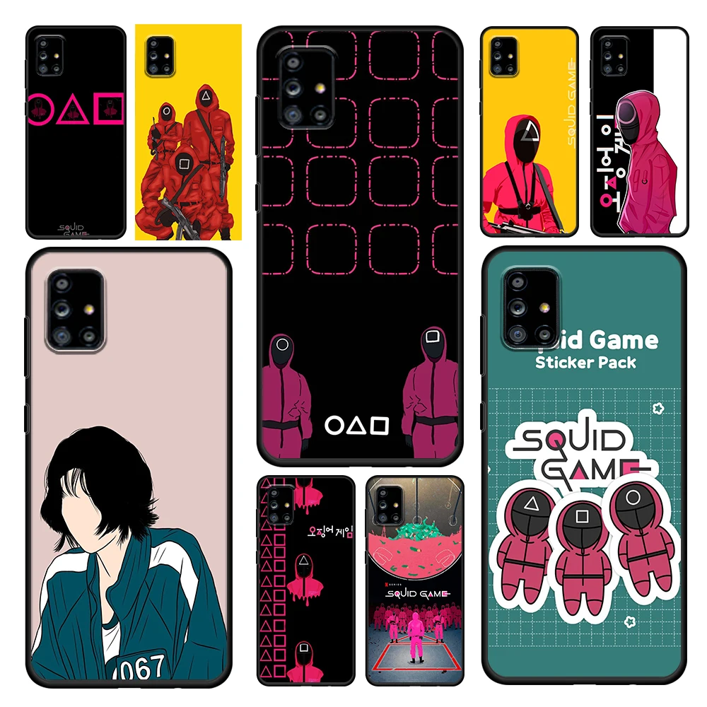 

Hot movie Squid game For Samsung Galaxy A72 A52 A71 A51 A42 A02S A91 A81 A41 A31 A21 A01 Soft Black Phone Case Cover