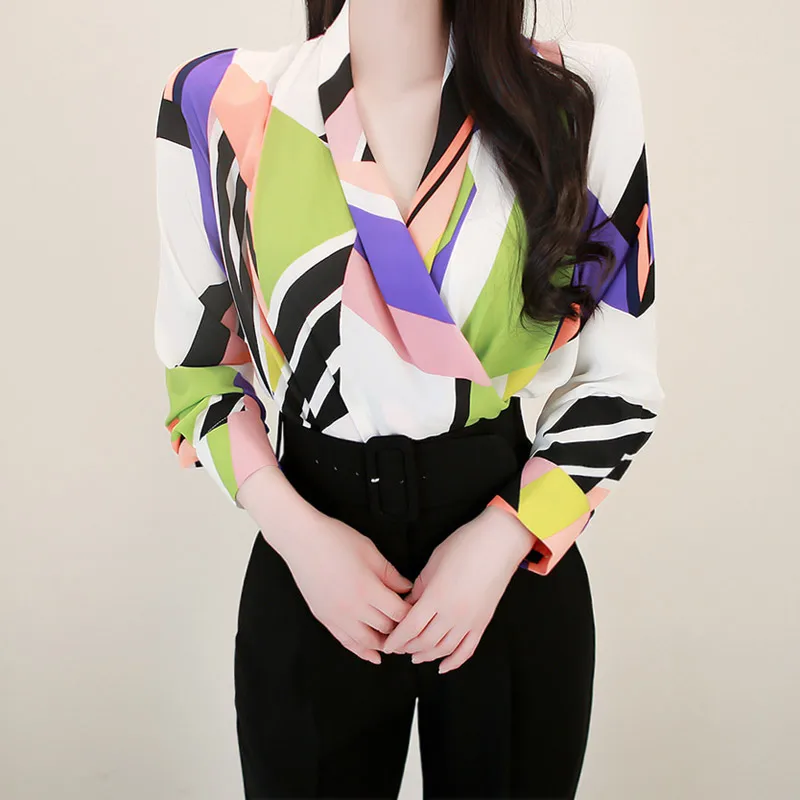 Корейский комплект из двух предметов Офисная Женская блузка с длинными рукавами