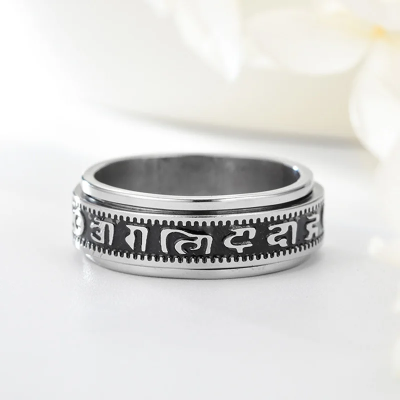 Вращающееся кольцо для беспокойства мужчин кольца-цепочки из нержавеющей стали