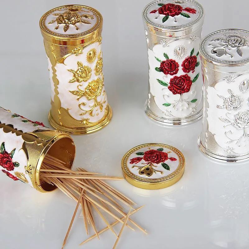 

New Christmas Classical Zinc Alloy Rotary Toothpick Tube Creative Upscale Toothpick Tube Home Decoration New Year Decor