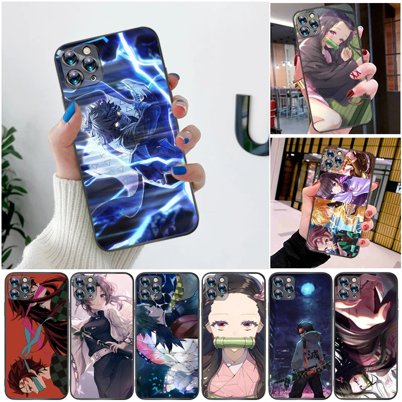 

Demon Slayer Kamado Nezuko Kimetsu No Yaiba Kamado Tanjirou Agatsuma Zenitsu Phone Case For iPhone XS MAX X XR Carcasa Cases