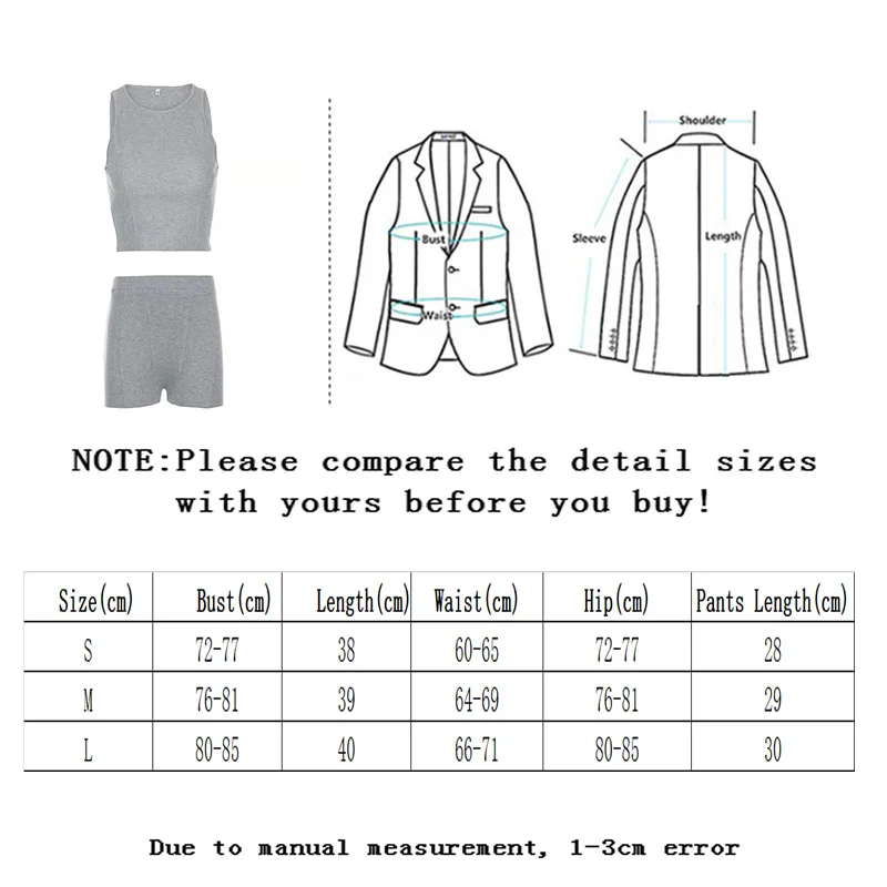 

Vangull Gray Two Piece O Neck Sleeveless Crop Top White And Shorts Biker Casual Women Set 2021 Summer Sport Outfit Ribber