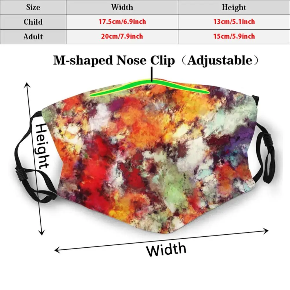 Маска с принтом моющийся фильтр смешной рот красный желтый оранжевый