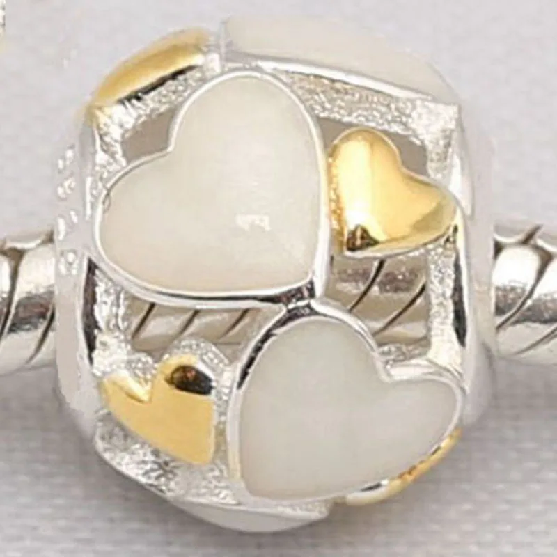 

Original 925 Sterling Silver Bead New Hollow Enamel Heart Shaped Bead Fit Pandora Women Bracelet & Necklace Diy Jewelry