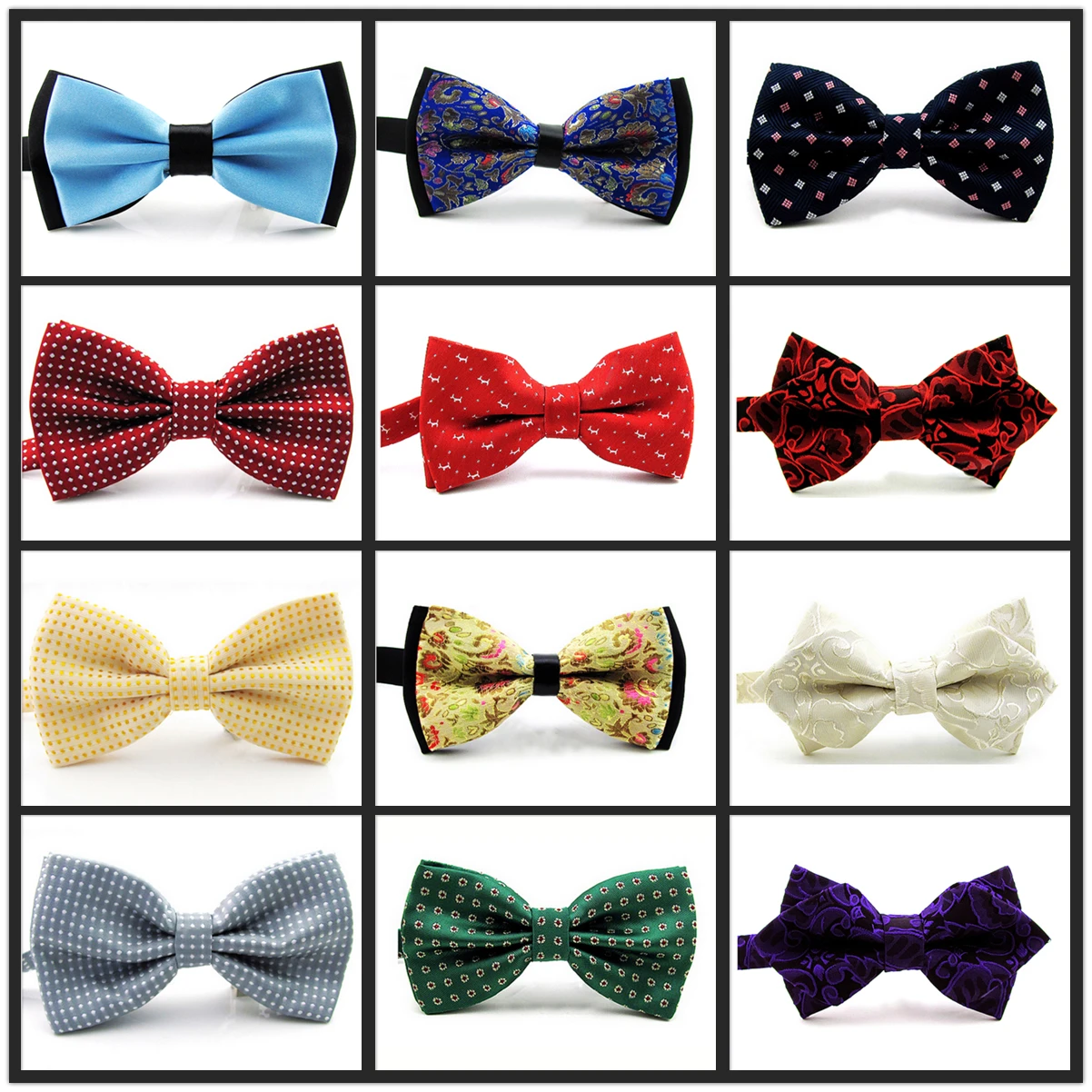 

Butterfly Various Multicolor Dots Geometric Pattern Mens Pre-Tied Ajustable Silk Blend Wedding Bow Tie