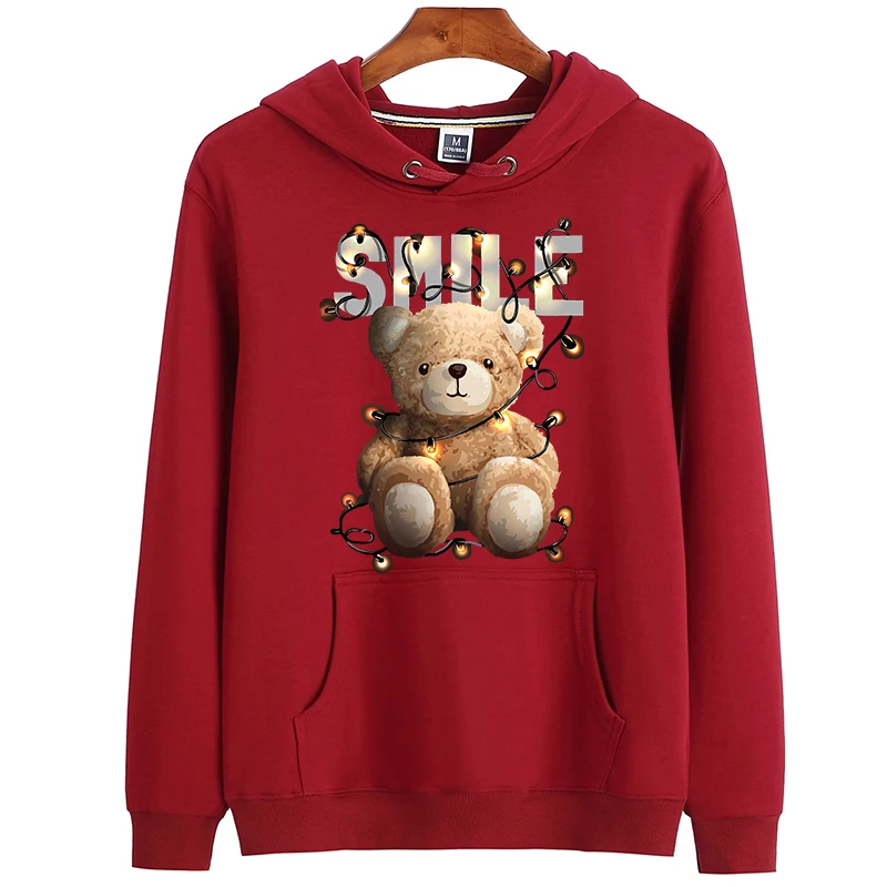 

100% Cotton Extra-thick Lantern Bear Cold-resistant Hoodie Women Winter Hoodie Round Neck Sweatshirt Couple Super Dalian Hoodie