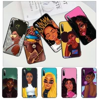 african beauty afro puffs black girl cell phone cover for huawei y6 y7 y9 prime 2019 y9s mate 10 20 40 pro lite nova 5t case