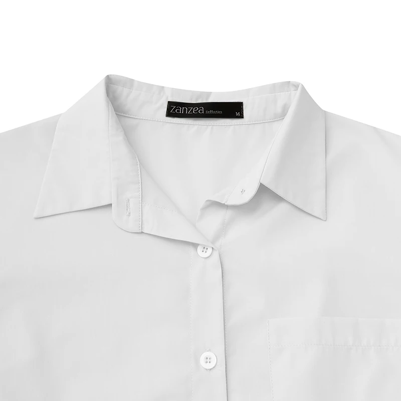 

Elegant Asymmetrical Shirts Women's Autumn Blouse ZANZEA 2021 Casual Button Lapel Long Blusas Female Solid Lace Up Top Plus Size