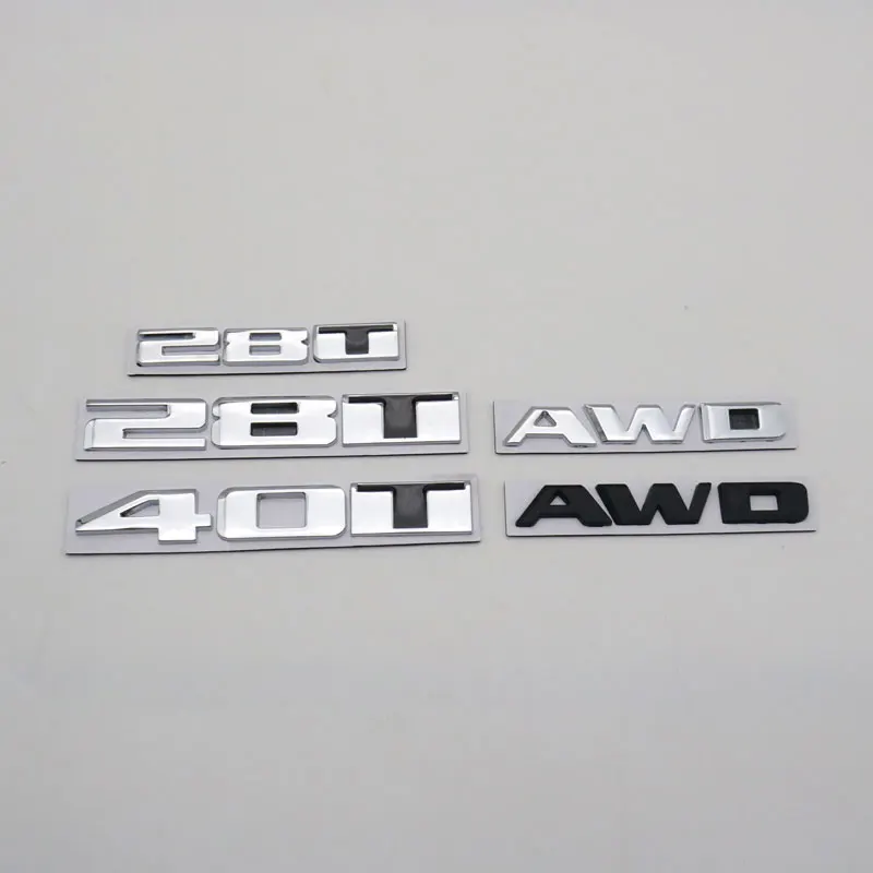

For Cadillac 28T 40T AWD Emblem Sticker 3D Letter Car Body Rear Trunk Metal Silver Black Nameplate Auto Logo Badge Decal