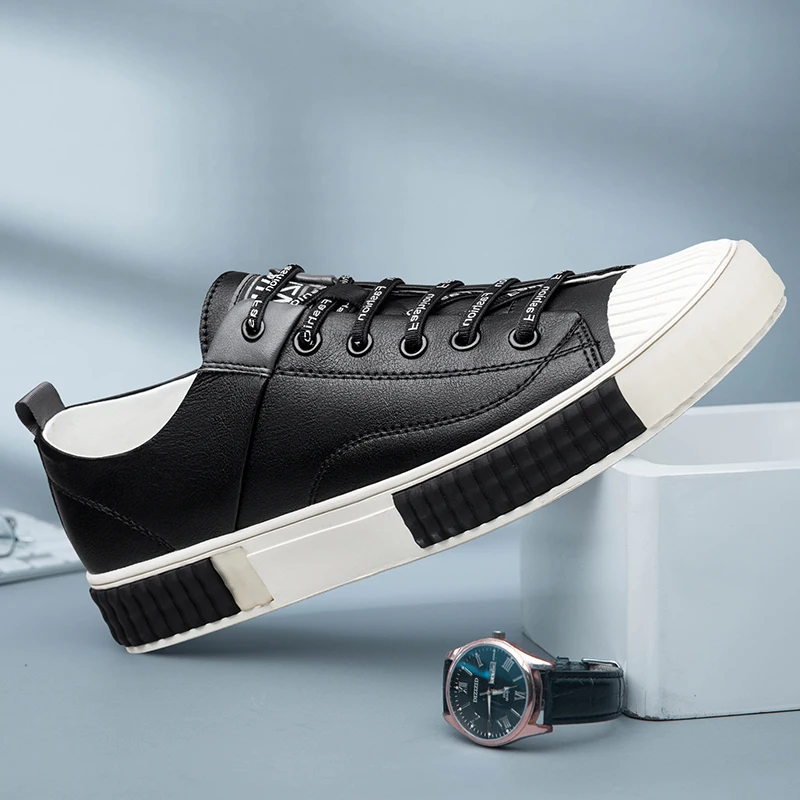 Кроссовки мужские из натуральной кожи на плоской подошве весна-осень | Обувь