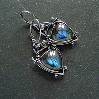 vintage goth black lock shape dangle earrings for women geometric triangle blue zircon earring pendant teen boho accessories hot