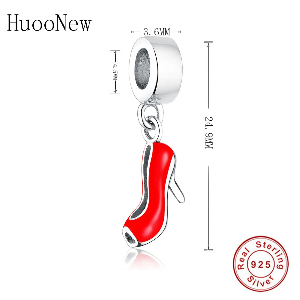 Подвеска женская из серебра 925 пробы с красной эмалью на высоком каблуке |