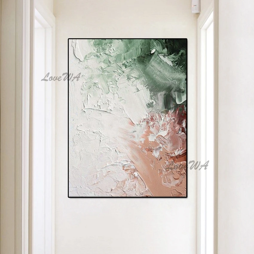 

Modern Contemporary Color Abstract Painting With Green And Pink Contracted Design Hand Painted Oil Painting On Canvas No Framed