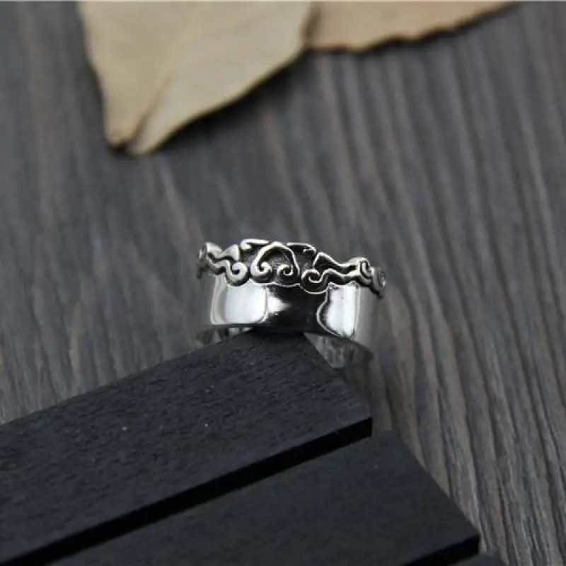 925 пробы Серебряное кольцо с мантрой благоприятными облаками и шестью надписями