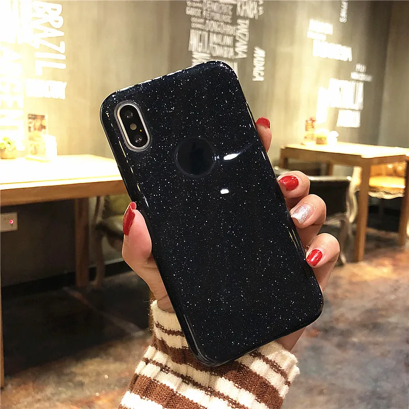 Блестящий чехол NJIEER для iPhone X 11 Pro XS MAX XR блестящий iphone 7 8 6 6S Plus милый женский