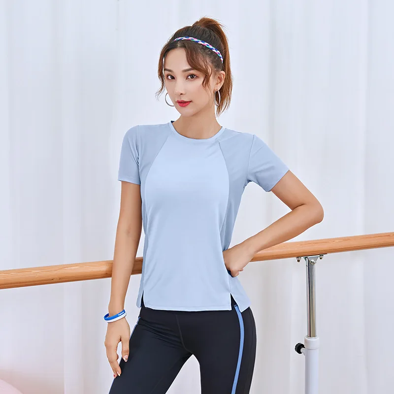 

Yoga clothes Loose short sleeves Female t-shirt Net yarn Breathable Fitness clothing Sports and leisure All-match yoga clothes