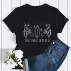 Женская футболка с принтом волшебства во всем США, Винтажная футболка с изображением Луны и виккана, топ с коротким рукавом и графическим принтом ведьмы, футболка