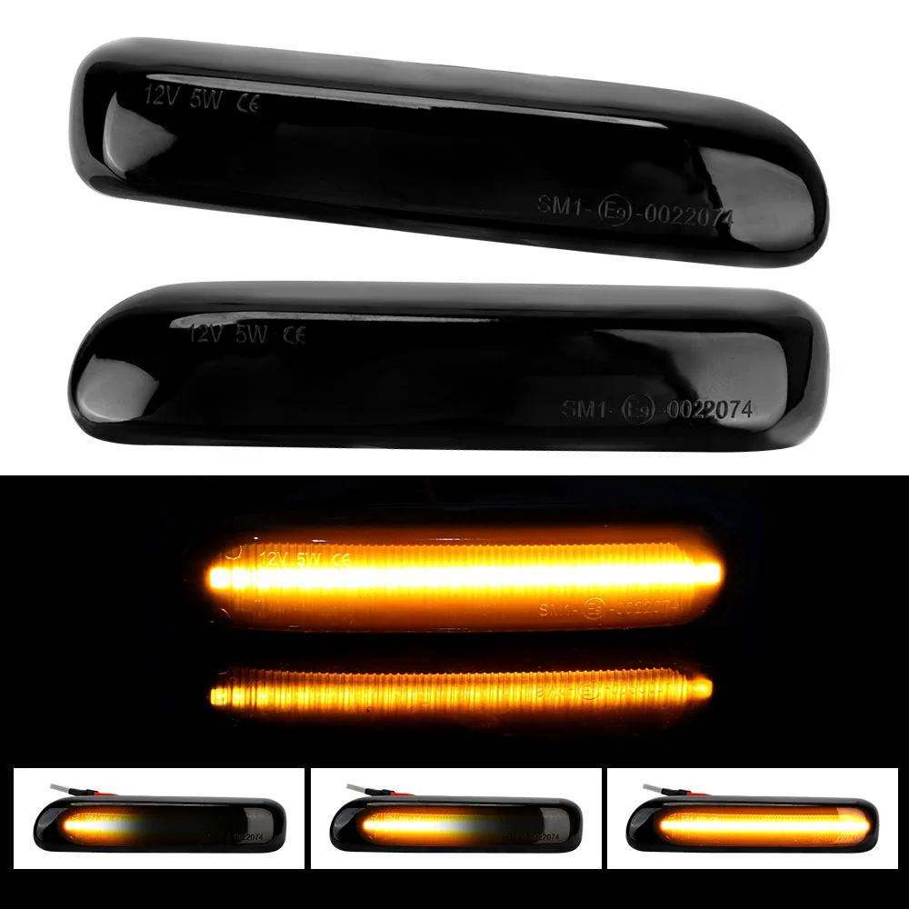 

2Pcs/set LED Side Marker Lamp Amber Dynamic Turn Signal Fit for BMW E46 3 Series Limo Coupe Cabriolet Touring Flashing Indicator