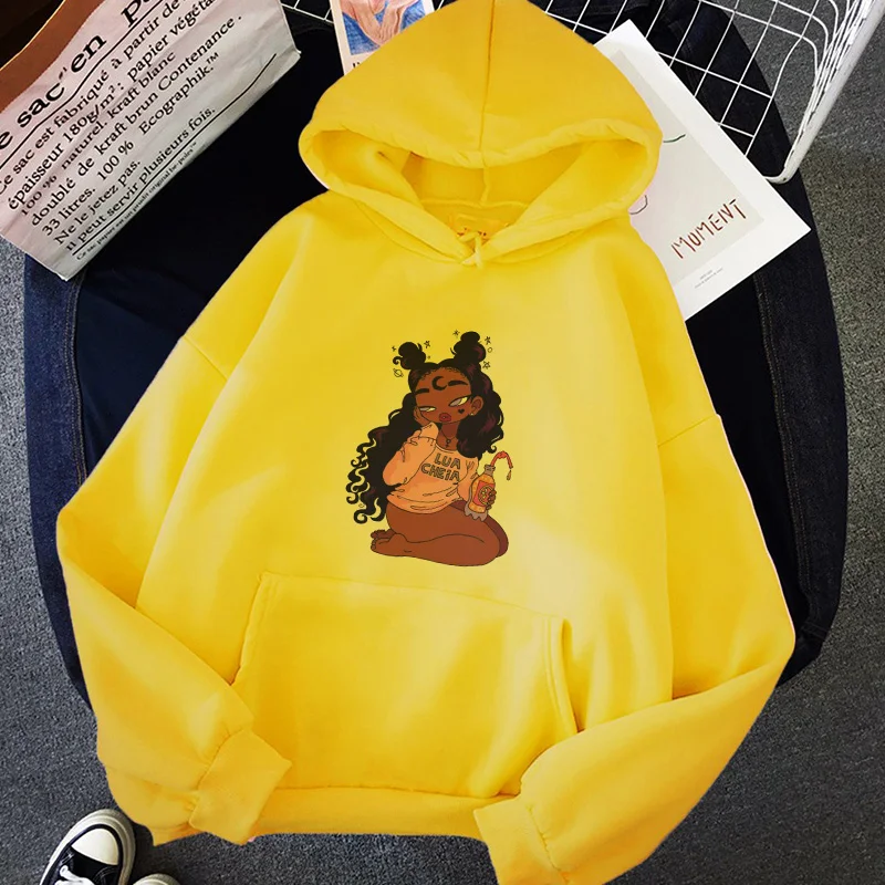 

Harajuku Fashion Girl Printed Long Sleeve Hoodies Women Winter Autumn Plush Hooded Sweatshirt Plus Size Pockets Pullover Tops