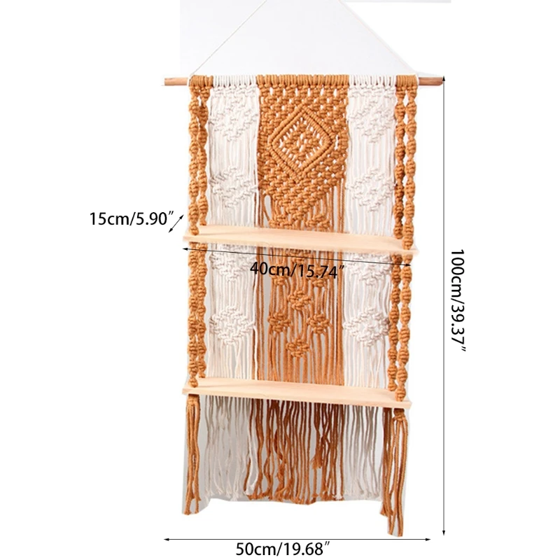 

Boho Macrame Woven Wall Hanging Bohemian Tapestry Art Decor for Home Apartment Dorm Bedroom Nursery Party Decoration